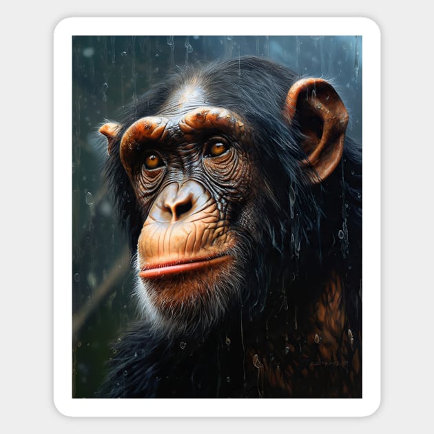 Oil Paint Hyperrealism: Amazing Zoo Chimpanzee Sticker by ABART BY ALEXST 